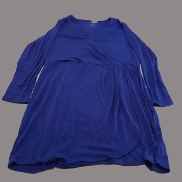 Nine West Long Sleeve Ribbed Dress with Faux Wrap Design Size 2XL - Picture 6 of 8